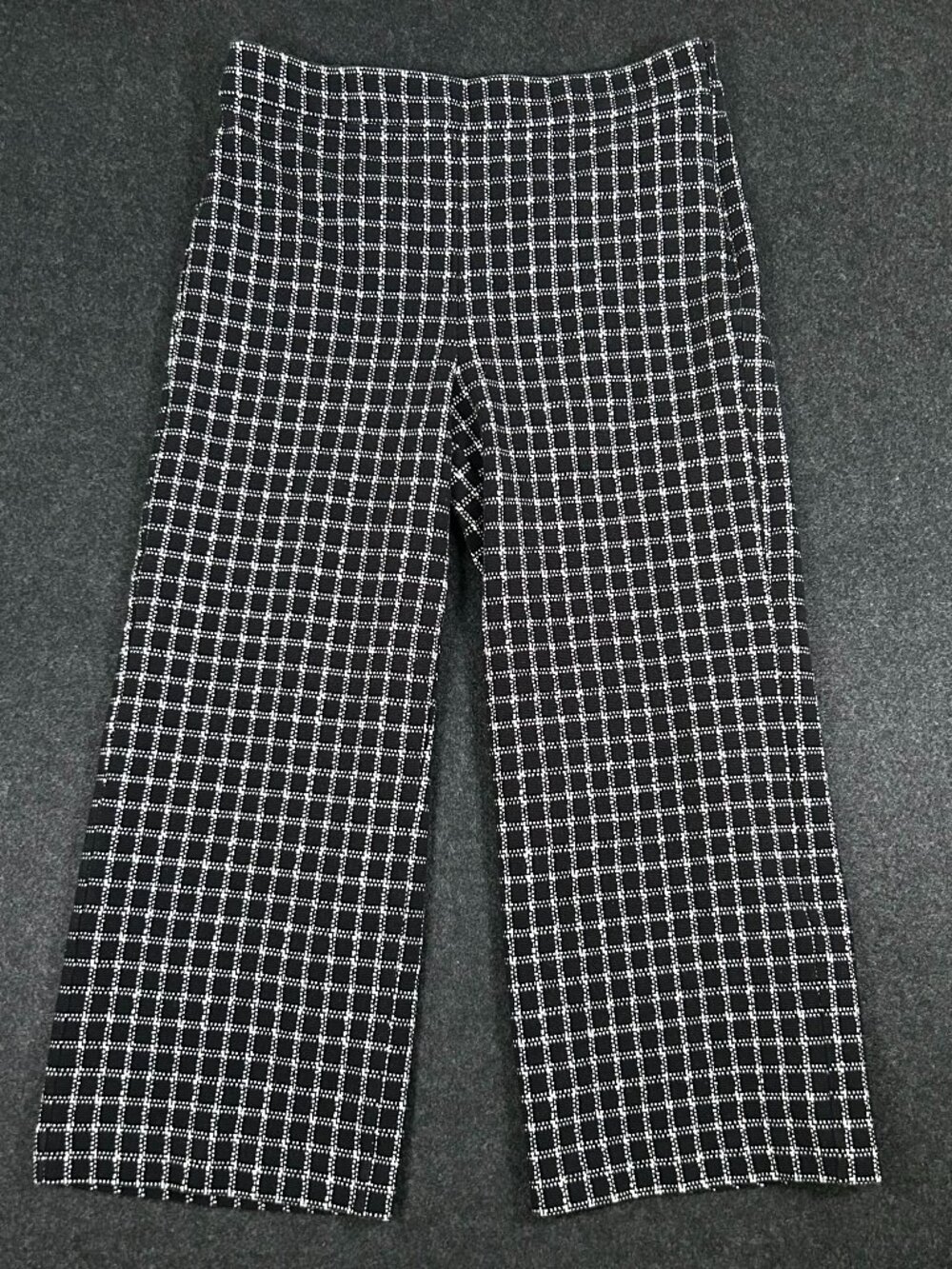 Ann Taylor Black White Checked Wide Leg Trousers Size 12 High Rise
